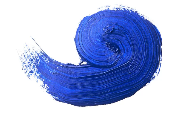 Trazo Azul Oscuro Del Pincel Sobre Papel Blanco — Foto de Stock