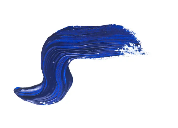 Traço Azul Escuro Pincel Pintura Papel Branco — Fotografia de Stock