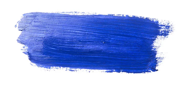 Donker Blauwe Lijn Van Kwast Wit Papier — Stockfoto