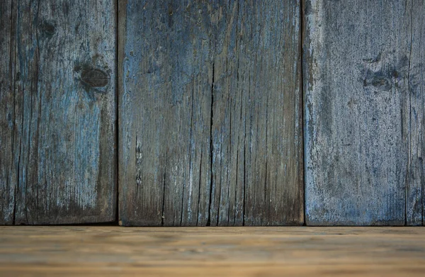 老式木制深蓝色板 具有复制空间的前视图 设计背景 — 图库照片