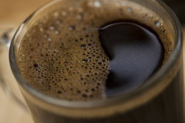 Kahve köpüğü aşırı kapatın. Makro doku ve arka plan