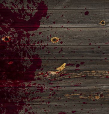 Kanlı duvar, kan sıçrama ahşap koyu tonu, cinayet veya katil ölüm kavramı grunge