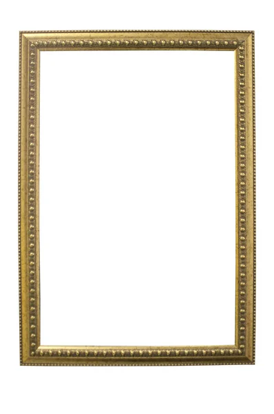 Moldura Decorativa Dourada Isolada Fundo Branco Com Caminho Recorte — Fotografia de Stock