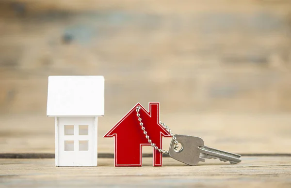 House Symbol Silver Keys Wood Real Estate Concept — Stock Photo, Image