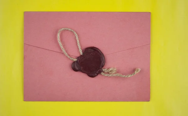 mail envelope or letter sealed with wax seal stamp