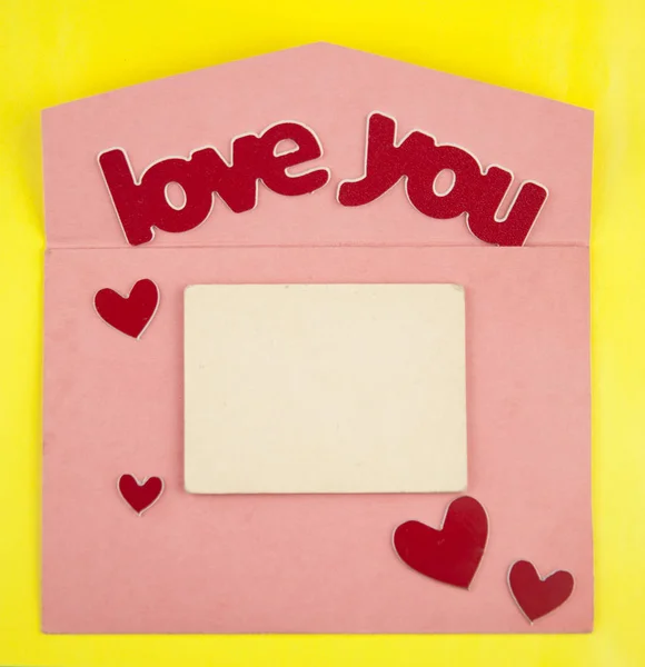Dia Dos Namorados Cartão Saudação Com Palavra Amor Sobre Fundo — Fotografia de Stock