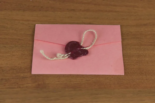 Envelope Correio Carta Selada Com Selo Cera — Fotografia de Stock