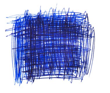 beyaz kağıt üzerinde soyut çizgiler, mavi kalem