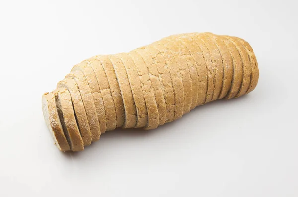 Top view of bread on white background. — Stock Photo, Image