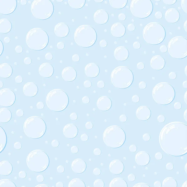 Puro agua clara gotas realistas sin costura fondo azul . — Vector de stock