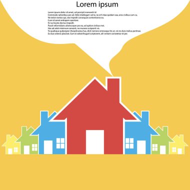 Ev düz simgesi renk arka plan üzerinde seti