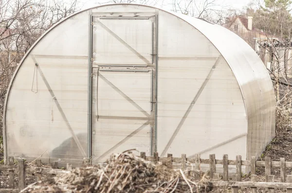 Greenhouse in the garden spring — Stock Photo, Image