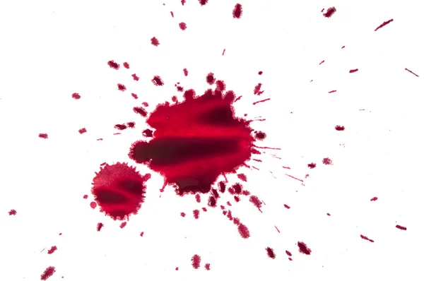Vopsea roșie împrăștiată izolată pe fundal alb — Fotografie, imagine de stoc