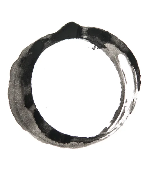 Ronde cirkelframe als een ontwerpelement, gemaakt met een penseelstreek — Stockfoto