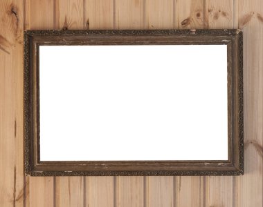 eski ahşap duvarda vintage fotoğraf çerçevesi 