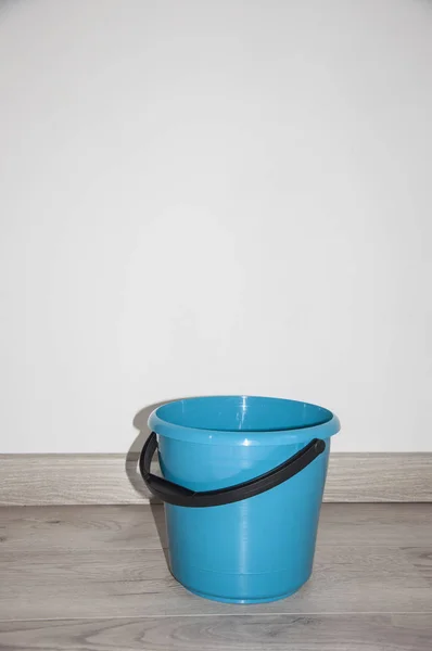 Single blue bucket isolated on a white background — Stock Photo, Image