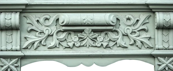 Szüreti faragott fa dekoráció gyakran használt ablakok u — Stock Fotó