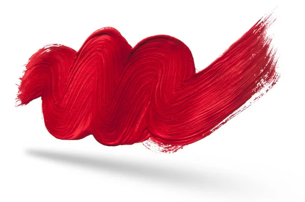 Red abstract brush stroke on white background — Stock Photo, Image