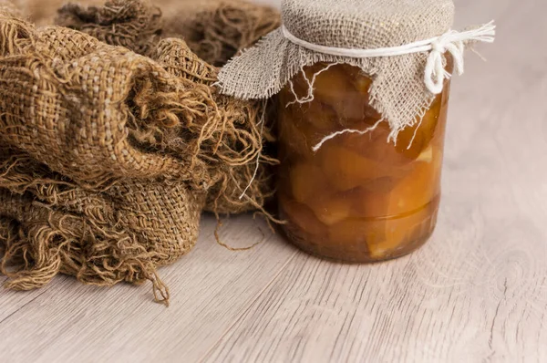 Confiture Pommes Dans Des Pots Verre Des Conserves Maison Gâterie — Photo