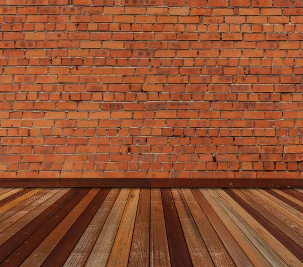 Room Interior Vintage Red Brick Wall Wood Floor — Stock Photo, Image