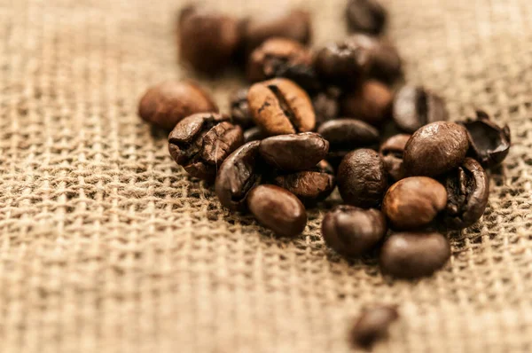 Coffee Beans Burlap Background — Stock Photo, Image