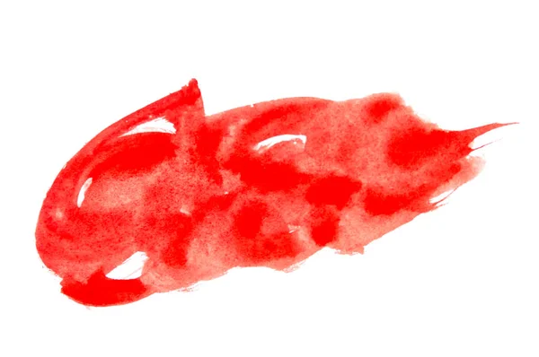 Aquarelle Rouge Coup Pinceau Sur Fond Papier Blanc — Photo