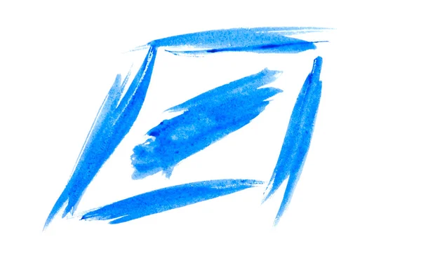 Niebieski Pociągnięcie Pędzla Farby Białym Papierze — Zdjęcie stockowe