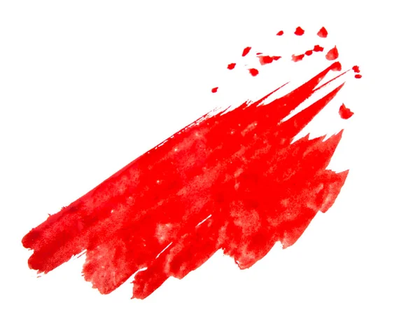 Акварель Красный Мазок Кисти Белом Фоне Бумаги — стоковое фото