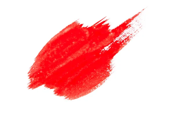 Aquarelle Rouge Coup Pinceau Sur Fond Papier Blanc — Photo