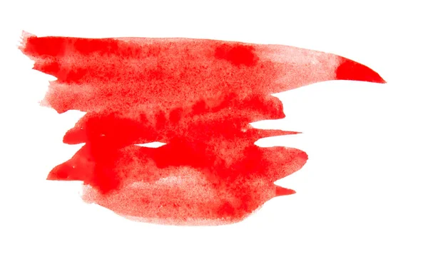 Aquarelle Rouge Coup Pinceau Sur Fond Papier Blanc — Photo