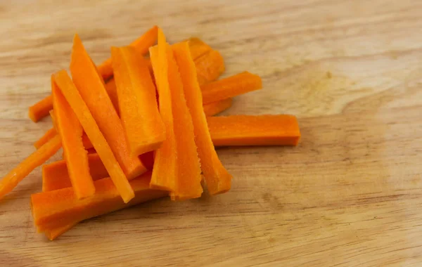 Carrot Raw Cut Strips Cutting Board — Stock Photo, Image