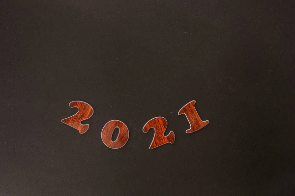 Happy New Year 2021 Celebration Numeral 2021 Dark Background Inscription — Stock Photo, Image
