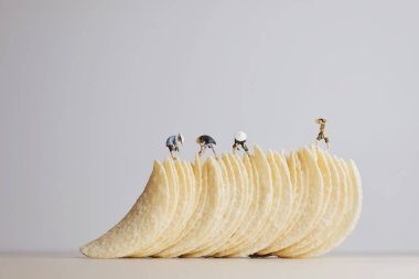 Patates cipsi kavram yapma. Makro fotoğraf