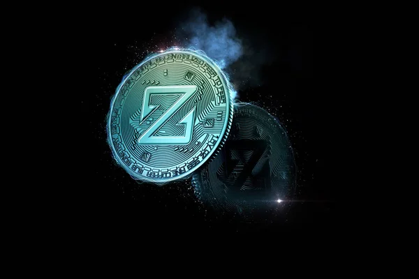 Glowing ZCoin coins. 3D illustration.