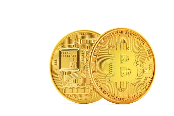 Goldene Bitcoin Münze Auf Weißem Hintergrund Illustration Vereinzelt Enthält Schnittpfad — Stockfoto