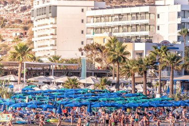 Ayia Napa, Kıbrıs - 09 Ağustos 2018: Pantachou görünüm beach.