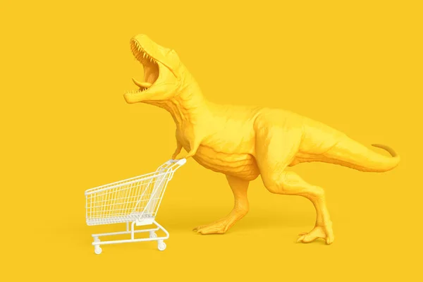 Dino Med Kundvagn Butikskoncept Illustration Innehåller Urklippsbana — Stockfoto