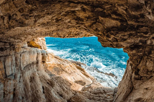 Cavernas Mar Capa Cavo Greco Ayia Napa Chipre — Fotografia de Stock