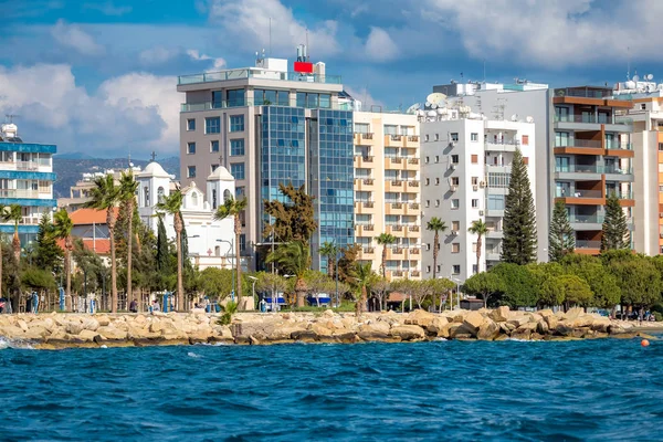 Urbana Landskap Med Utsikt Över Havet Kusten Limassol Cypern — Stockfoto