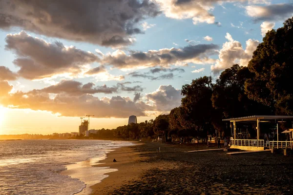 Пляж Дасуди Закате Лимассол Cyprus — стоковое фото
