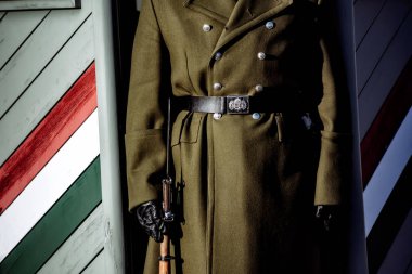 Başkanlık Sarayı yakınındaki Buda Castle Hill, tetikte, asker. Budapeşte, Macaristan.