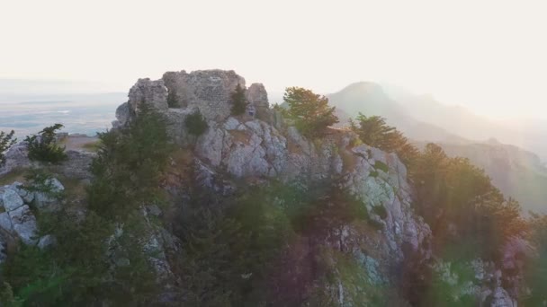 Buffavento Kalesinin Etrafında Uçuyor Kyrenia Bölgesi — Stok video