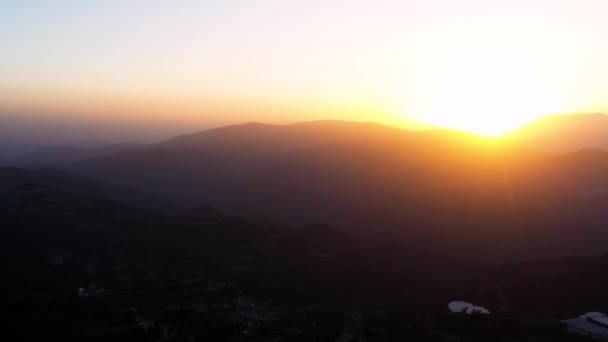 Silhouettes Montagnes Coucher Soleil — Video