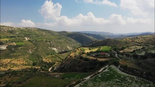 Panoramablick Auf Den Weinberg Von Oben Vouni Dorf Kreis Limassol — Stockvideo