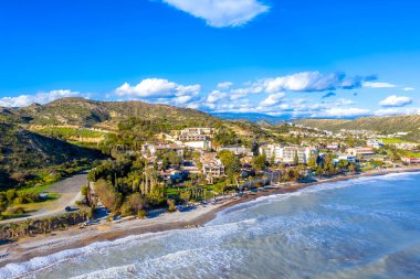 Plaj manzarası ve Pissouri.Limasol Bölgesi, Kıbrıs Rum Kesimi