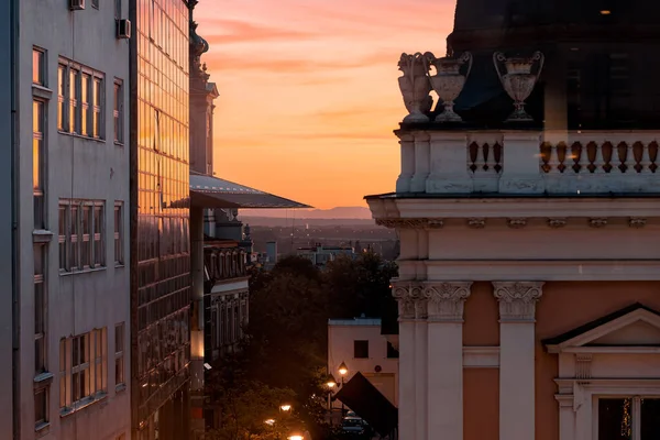 Αστικό Τοπίο Του Βελιγραδίου Φαίνεται Κατά Δύση Του Ηλίου Σερβία — Φωτογραφία Αρχείου