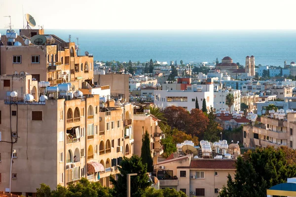 Paphos Şehir Manzarası Yerleşim Yerlerinin Üzerinde Kıbrıs — Stok fotoğraf