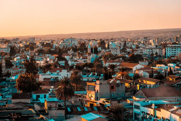 Vista Elevada Acima Cidade Velha Limassol Com Minarete Grande Mesquita — Fotografia de Stock