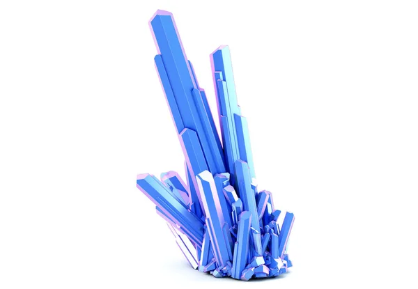 Blå Färg Kristall Kluster Isolerad Vit Bakgrund Illustration — Stockfoto