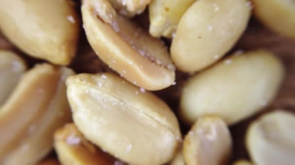 Moving Heap Roasted Peanuts Extreme Macro Close — Stock Video